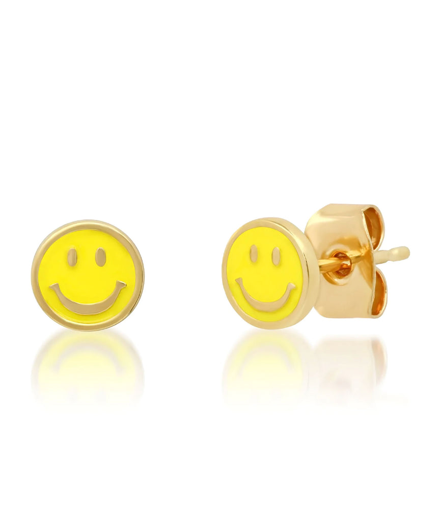 TAI Enamel Smiley Studs Jewelry - Trend TAI Yellow  