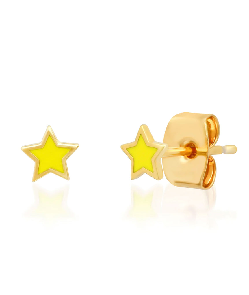 TAI Enamel Yellow Star Studs Jewelry - Trend TAI Gold  