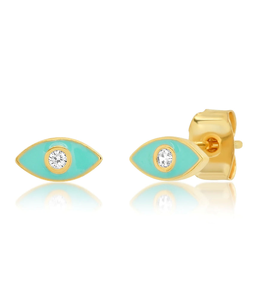 TAI Enamel and Evil Eye Studs Jewelry - Trend TAI Turquoise  