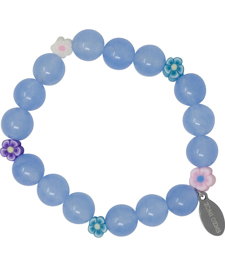 Zomi Flower Bead Stretch Bracelet Jewelry - Young Zomi Gems Blue  