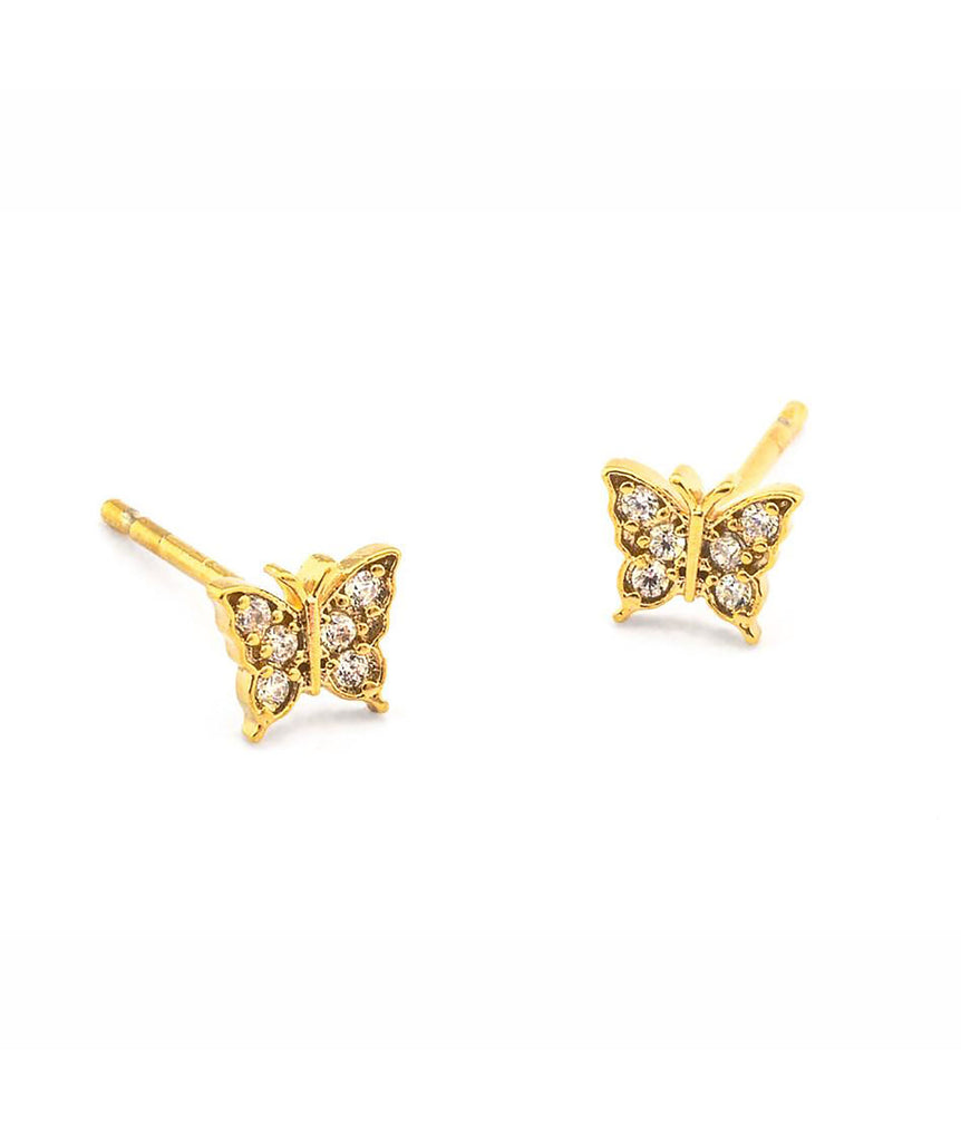 TAI Pave Butterfly Post Earrings Jewelry - Trend TAI Gold  