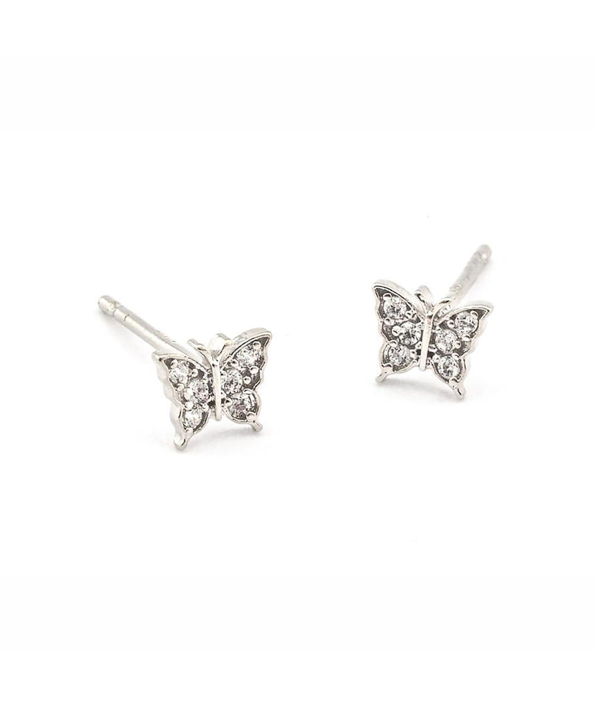 TAI Pave Butterfly Post Earrings Jewelry - Trend TAI Silver  